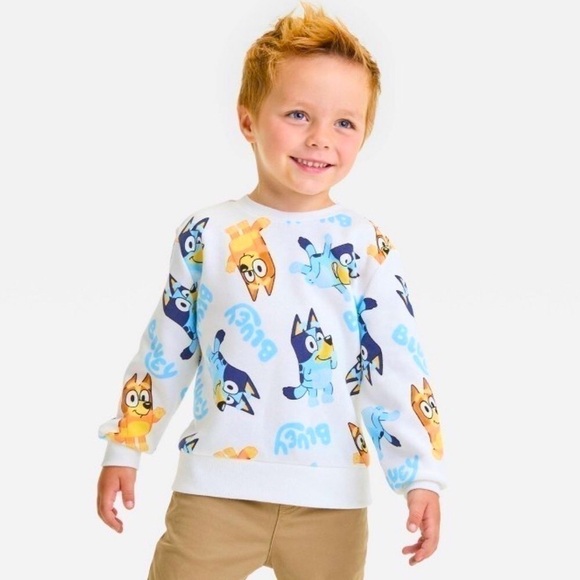 MOOSE Bluey Bingo Long Toddler Boys Sleeve Pullover Sweatshirt White 5T - Picture 1 of 13